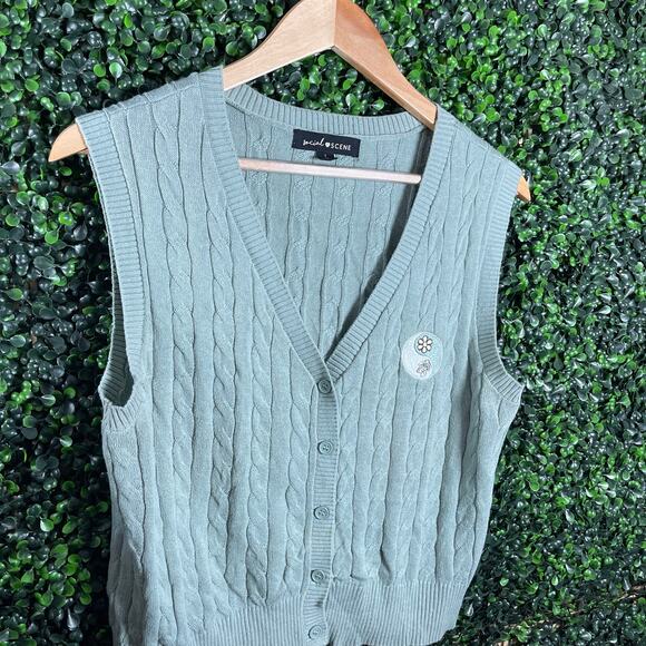 Social Scene, Green Knit Vest, Women’s Size L - Picture 4 of 7